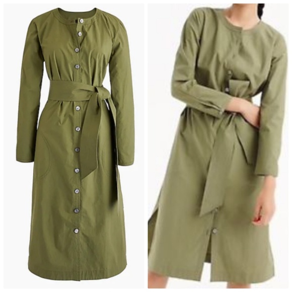 J Crew Dresses J Crew Shirt Dress Long Sleeve Olive Green Xl Poshmark